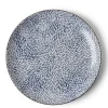 MIYA Company Aizome Mums Blue and White Ceramic 10 inch plates.  Made in Japan.