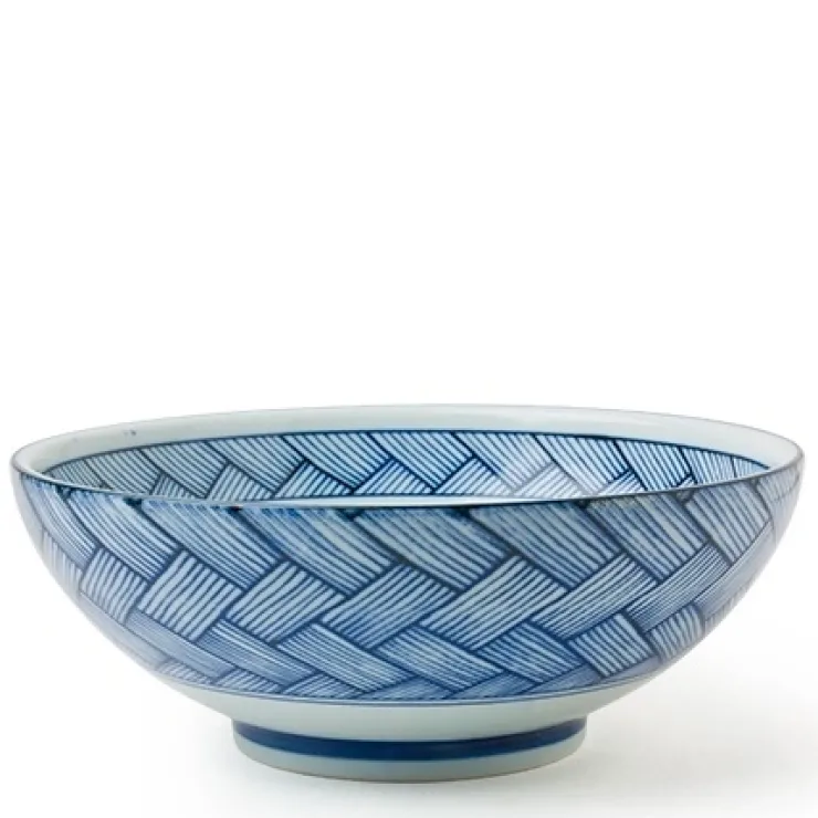 MIYA Company Ajiromon Blue and White Basketweave Design Collection Made in Japan Available At Miya.