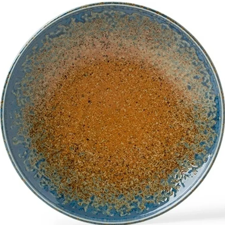 MIYA Company Aoi Nagashi Blue and Brown Ceramic Plate made in Japan available at Miya.