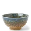 MIYA Company Aoi Nagashi Blue and Brown Ceramic Rice Bowl made in Japan available at Miya.