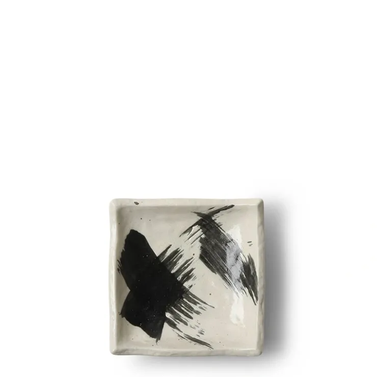 MIYA Company Black & White Brush Sauce Dish