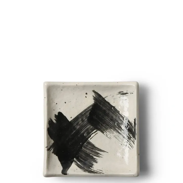 MIYA Company Black & White Brush Small Plate