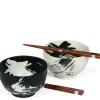 MIYA Company Black & White Brush Stroke Bowl For Two Set
