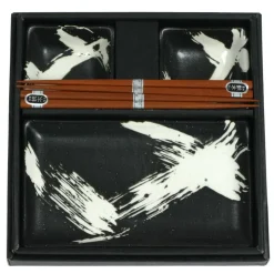 MIYA Company Black Brush Stroke Sushi Set at Miya