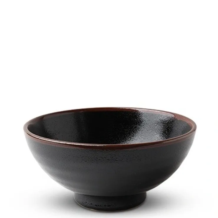 MIYA Company Black Tenmoku Ceramic Noodle Bowl Made in Japan Available at Miya.