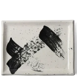 MIYA Company Black White Brush Rectangle Platter