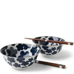 MIYA Company Blue and white cloud pattern on a charming ceramic bowl set made in Japan available at Miya.
