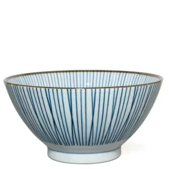 MIYA Company Blue and White Sensuji Lines 7" Ramen Noodle Bowl from Japan at Miya.