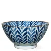 MIYA Company Blue and White Shidae Ferns 7" Ramen Noodle Bowl from Japan at Miya.