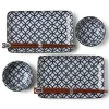 MIYA Company Blue and white shippou pattern on a ceramic sushi for two set made in Japan available at Miya.