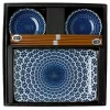 MIYA Company Blue and white snow pattern sushi for two set made in Japan available at Miya.