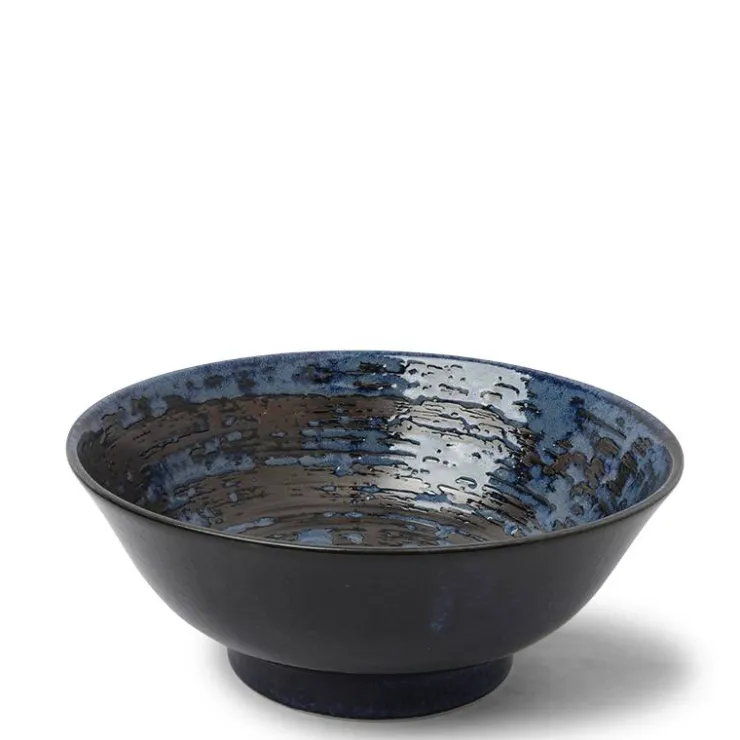 MIYA Company Blue Black Swirl 8.25" Ramen Noodle Bowl from Japan available at Miya