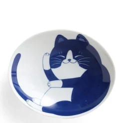 MIYA Company Blue Cats grace these fun tableware pieces made in Japan available at Miya.