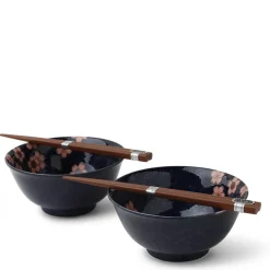 MIYA Company Blue ceramics with pink sakura design made in Japan available at Miya.