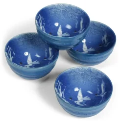 MIYA Company Blue Cranes Bowl Set at Miya