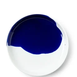 MIYA Company Blue Splash Design on a Ceramic Plate Made in Japan.