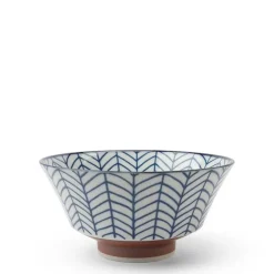 MIYA Company Blue White Ramen Bowl 7" Shimamon