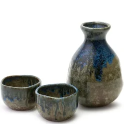 MIYA Company Brown & Blue Glaze Sake Set at Miya