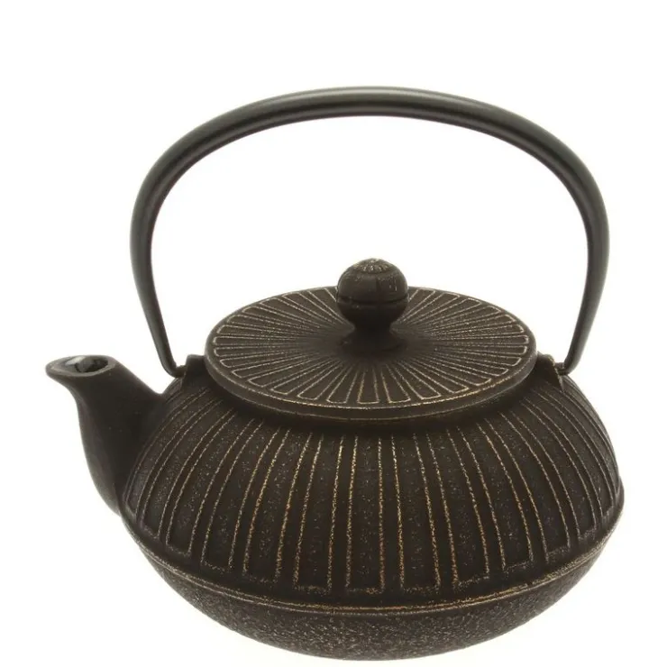 MIYA Company Cast Iron Teapot Gold Black Chrysanthemum