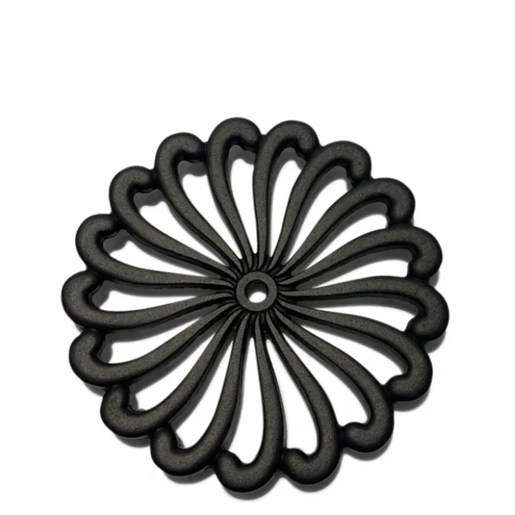 MIYA Company Cast Iron Trivet Mum Black 8.25"