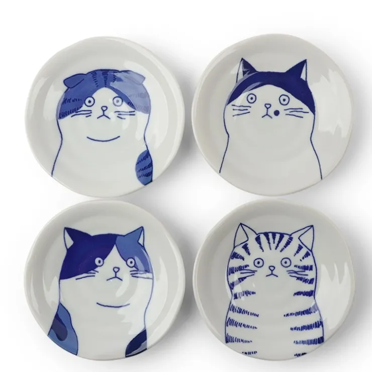 MIYA Company Cat Face 4.75" Plate Set
