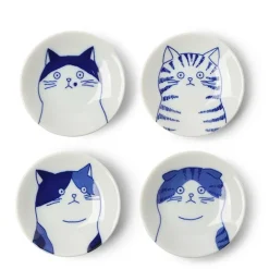 MIYA Company Cat Face Small Plate 3" Set/4