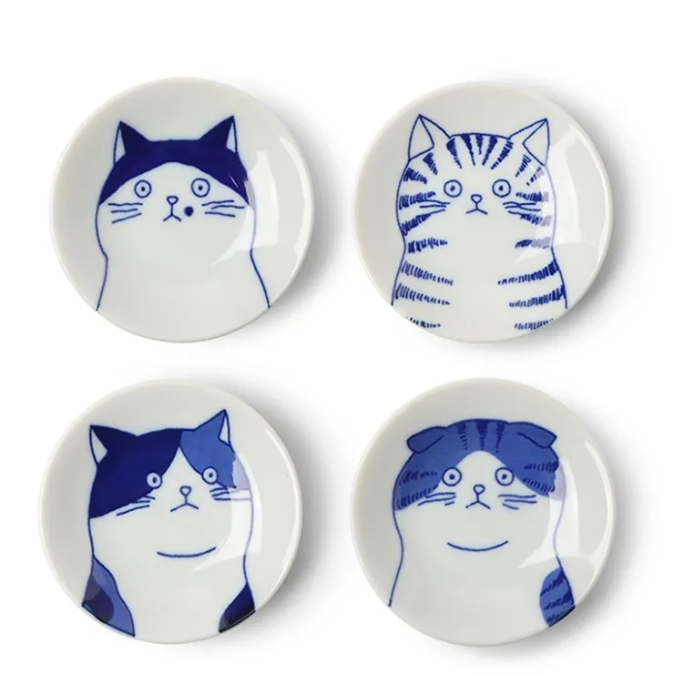 MIYA Company Cat Face Small Plate 3" Set/4