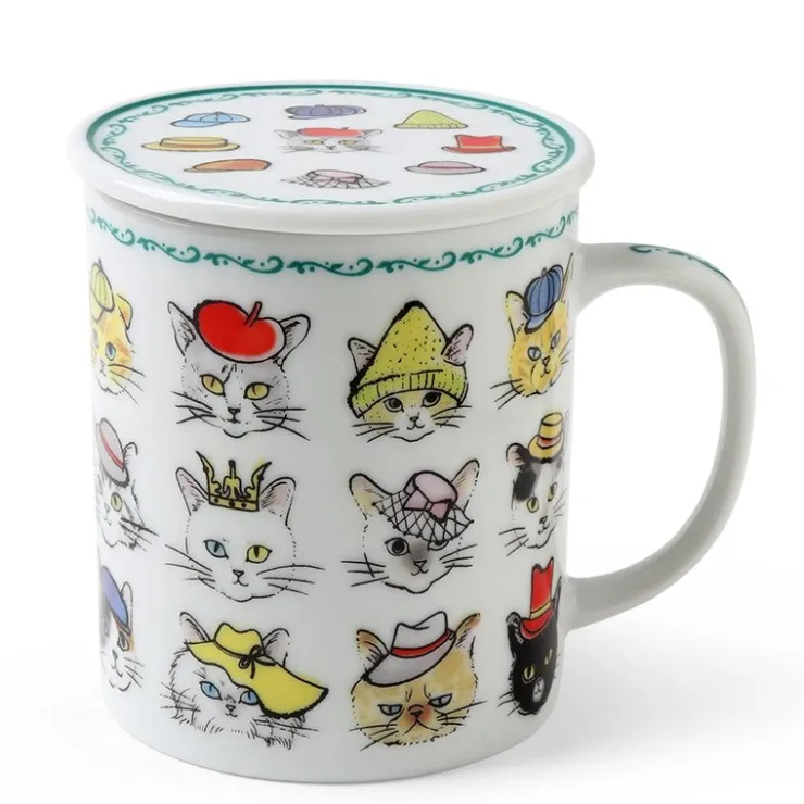 MIYA Company Cats in Hats Mug with Lid by Jewel Japan available at Miya.