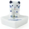 MIYA Company Ceramic Blue and White Cat Fish Incense Holder Made in Japan.