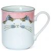 MIYA Company Ceramic Handpainted Pink Cat Mug made in Japan.