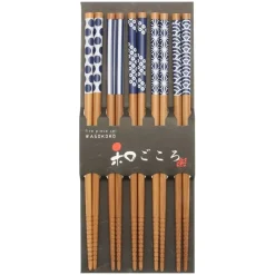 MIYA Company Chopsticks Set Bamboo Waka Blue/White