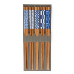 MIYA Company Chopsticks Set Blue & White Patterns
