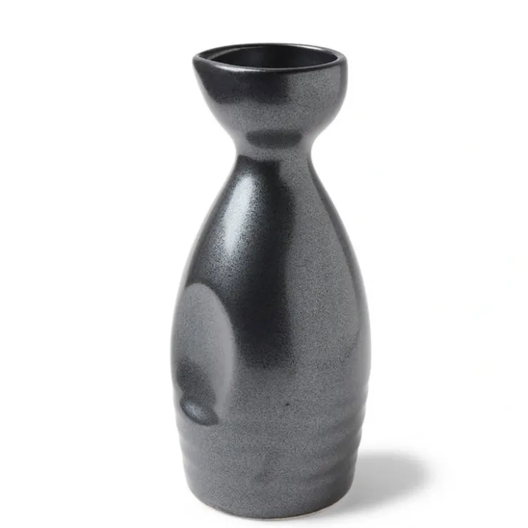 MIYA Company Dark Gray "Iron Glaze" Sake Bottle Made in Japan.