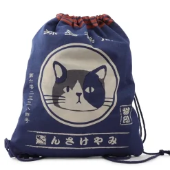MIYA Company Drawstring Tote Bag Cat Navy
