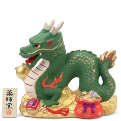 MIYA Company Figurine Dragon Green with Gold Fortune