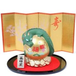 MIYA Company Figurine Dragon Green with Lucky Gem 3"