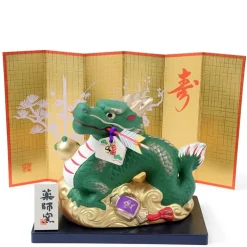 MIYA Company Figurine Dragon Green with Screen 4.2"