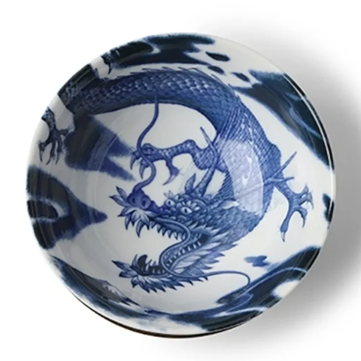 MIYA Company Flying Dragon Themed Bowls in Blue and White Mae in Japan available at Miya.