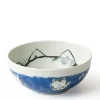 MIYA Company Fortune Cat 6.25" Blue Ceramic Bowl made in Japan available at Miya.