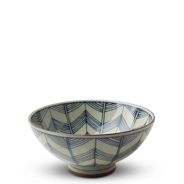 MIYA Company Green Celadon Geometric Chevron Pattern Rice Bowls Made in Japan Available at Miya.