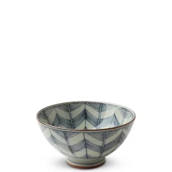 MIYA Company Green Geometric Chevron Pattern Rice Bowls Made in Japan Available at Miya.