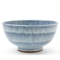 MIYA Company Hoso Tokusa Blue and White 6.25" Donburi Bowl at Miya