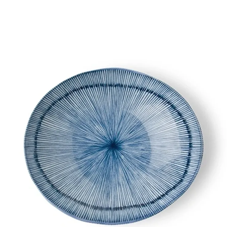 MIYA Company Hoso Tokusa Blue and White 6.25" x 5.5" Oval Bowl at Miya