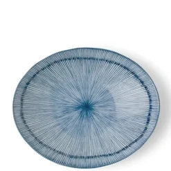 MIYA Company Hoso Tokusa Blue and White 7.75" x 6.25" Oval Bowl at Miya