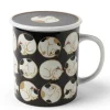 MIYA Company Jewel Japan Sleepy Cat lidded mug made in Japan available at Miya.