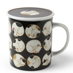 MIYA Company Jewel Japan Sleepy Cat lidded mug made in Japan available at Miya.