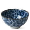MIYA Company Kikuzome Karakusa Blue and White Pattern 4.5" rice bowl at Miya