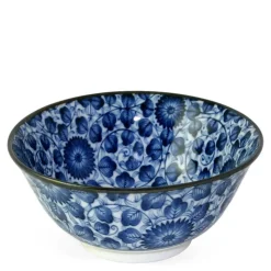 MIYA Company Kikuzome Karakusa Blue and White Pattern 6" bowl at Miya