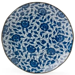 MIYA Company Koimari Botan blue and white floral 10" plate at Miya
