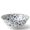 MIYA Company Maneki Neko Fortune Cat Pattern Blue and White Bowl Made in Japan Available at Miya.